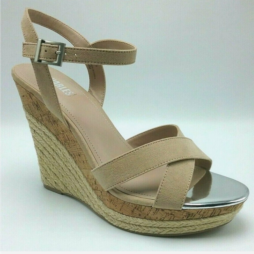 Charles by Charles David Tan and Silver Wedge Sandals